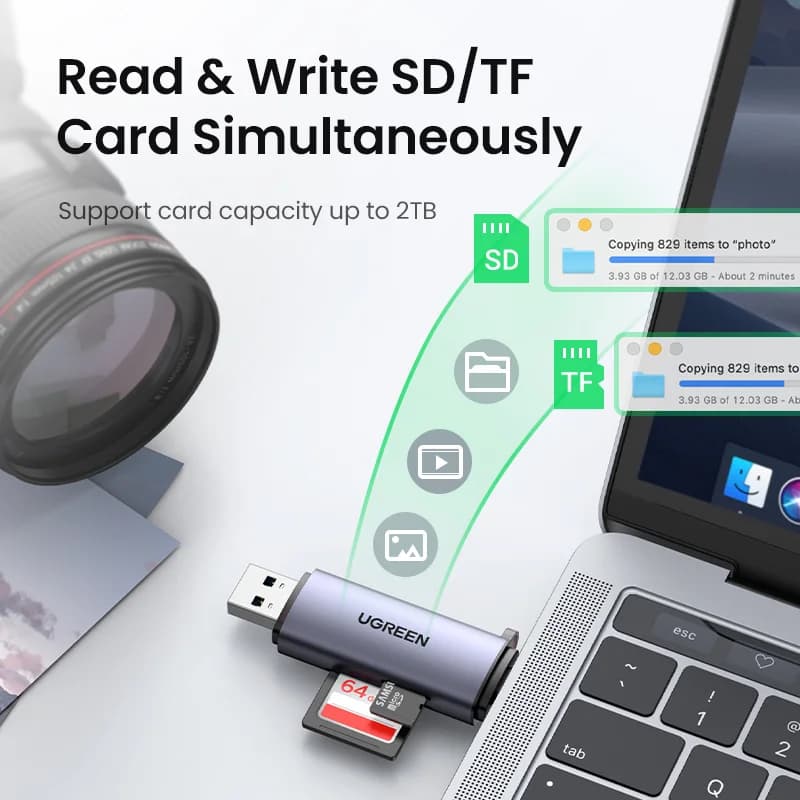 USB 3.0 & USB-C SD/MicroSD kartes lasītājs