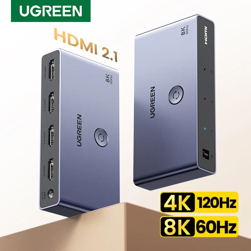 HDMI 2.1 pārslēdzājs, 3 ieejas, 1 izeja, 8K, tālvadība