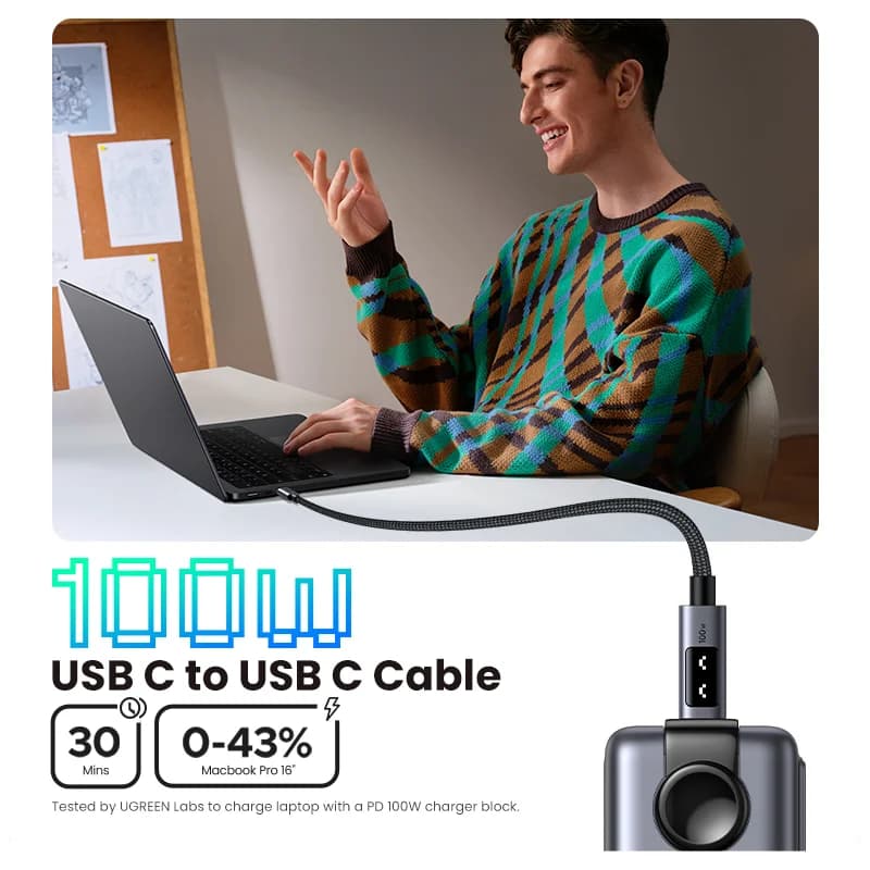 USB-C uz USB-C kabelis, 100W PD, 0.5-3m