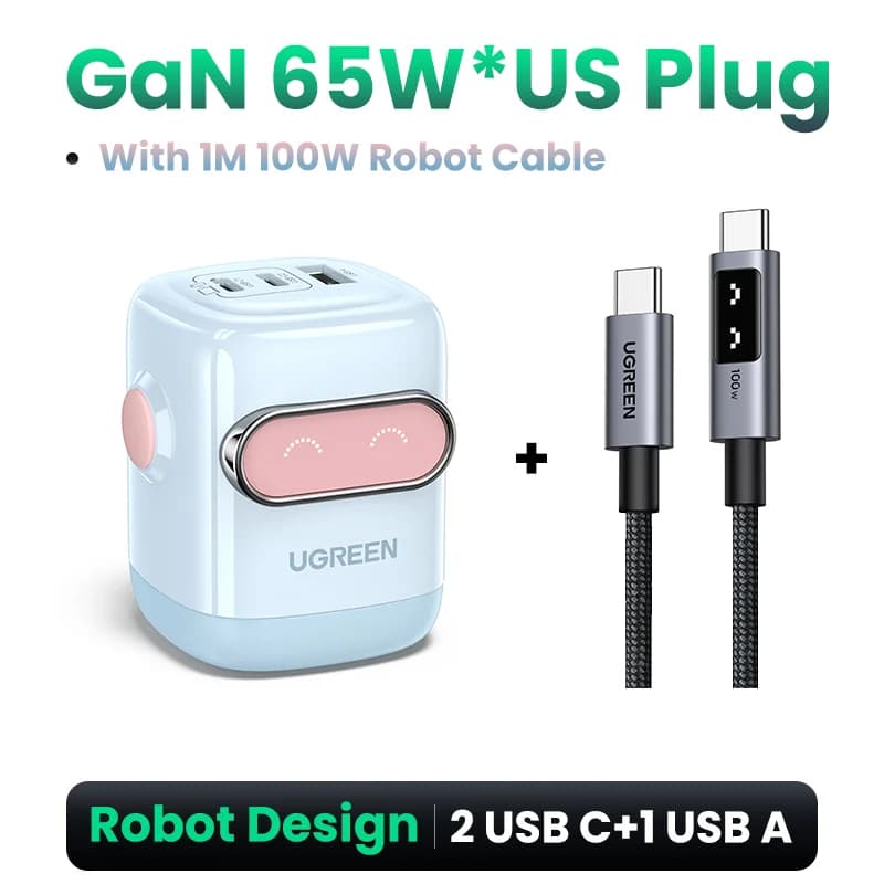 65W GaN USB-C PD lādētājs, ASV spraudnis
