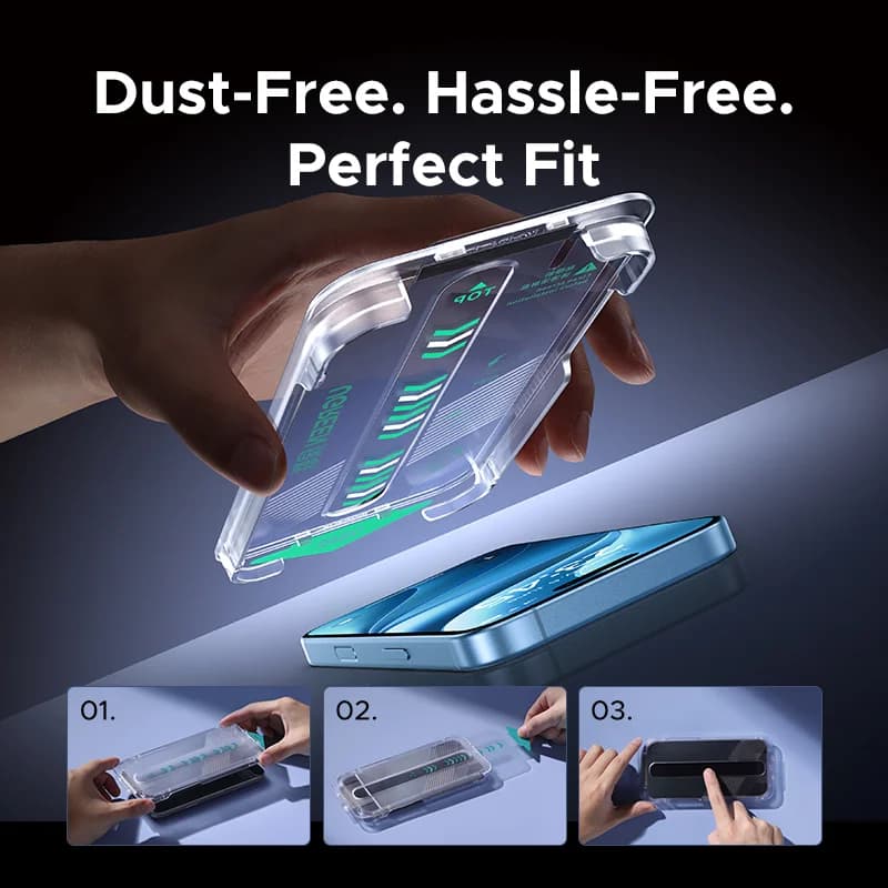 Rūķinātais stikla ekrāna aizsargs iPhone, 2 gabali