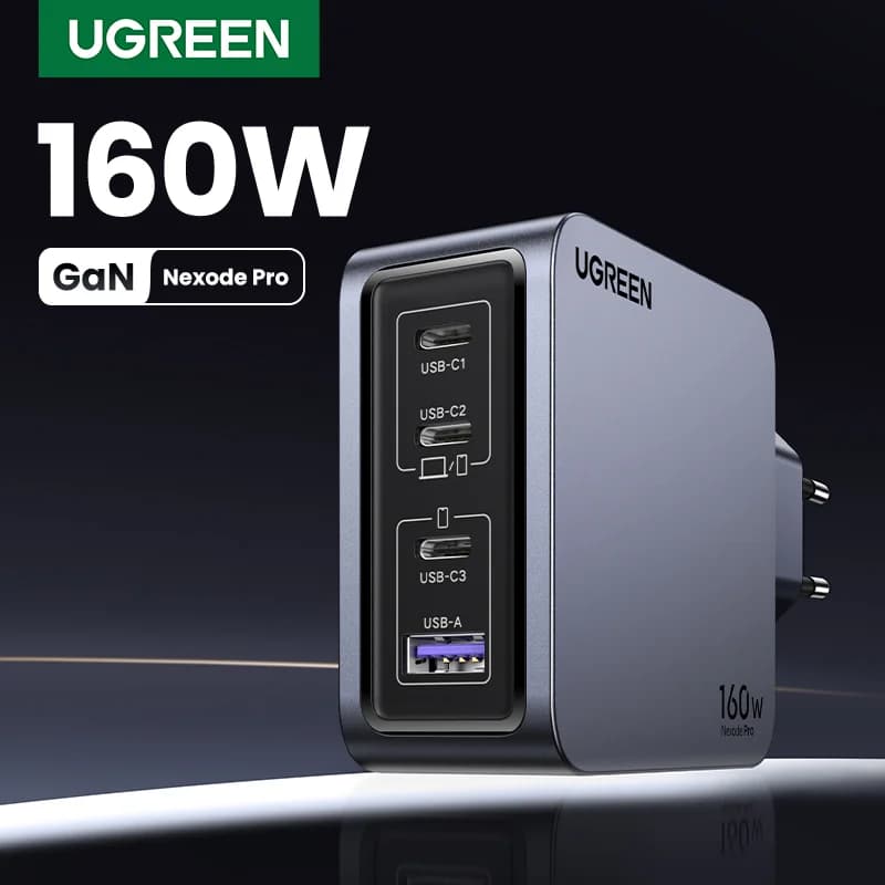 160W GaN USB-C sienas lādētājs, PD3.1