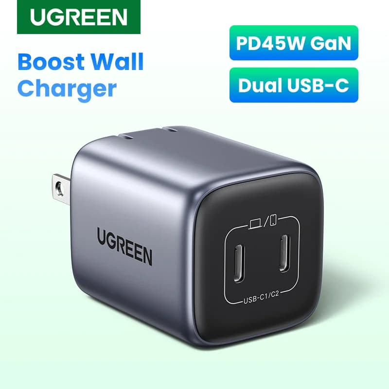 45W GaN USB-C ātruzlādētājs ar QC un PD