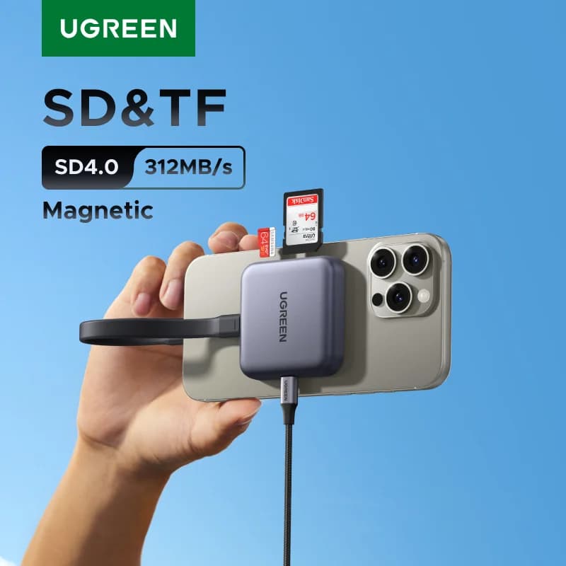 Magnētisks USB-C SD un TF kartes lasītājs, 312MB/s