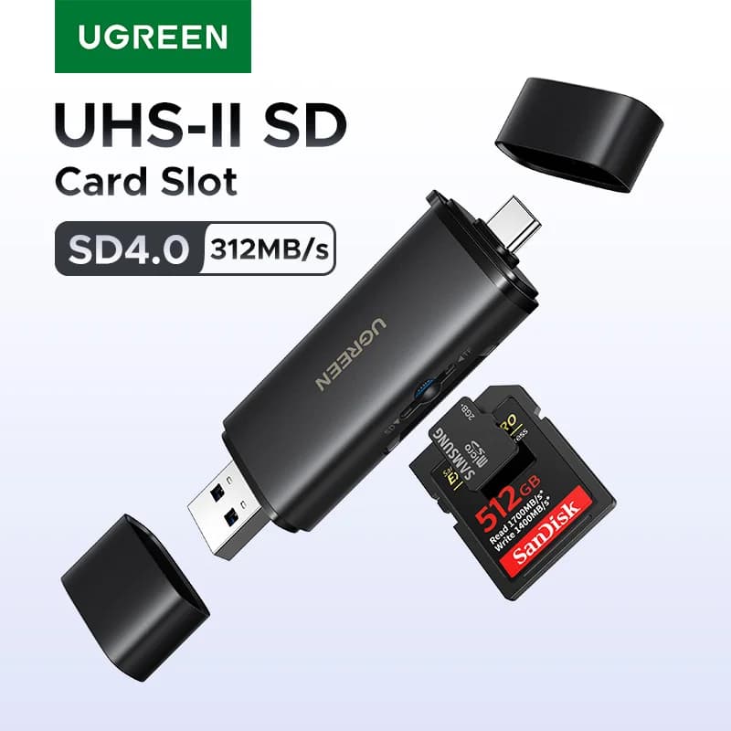 USB-C SD 4.0 karšu lasītājs, 312MB/s