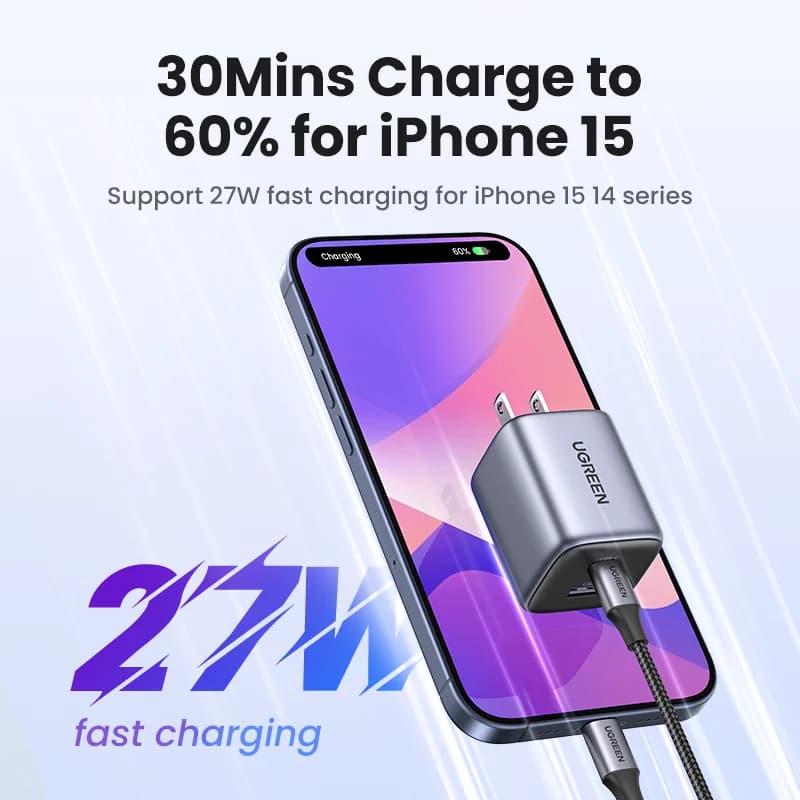 35W GaN USB-C ātrlādētājs ar ASV kontaktdakšu