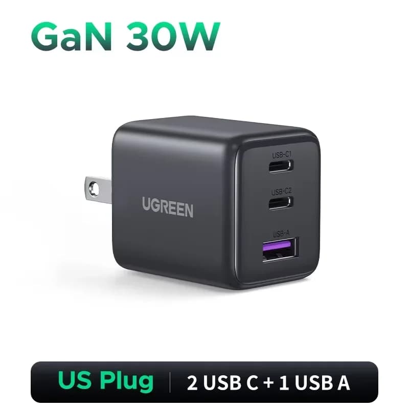 30W GaN USB-C PD lādētājs, ASV spraudnis