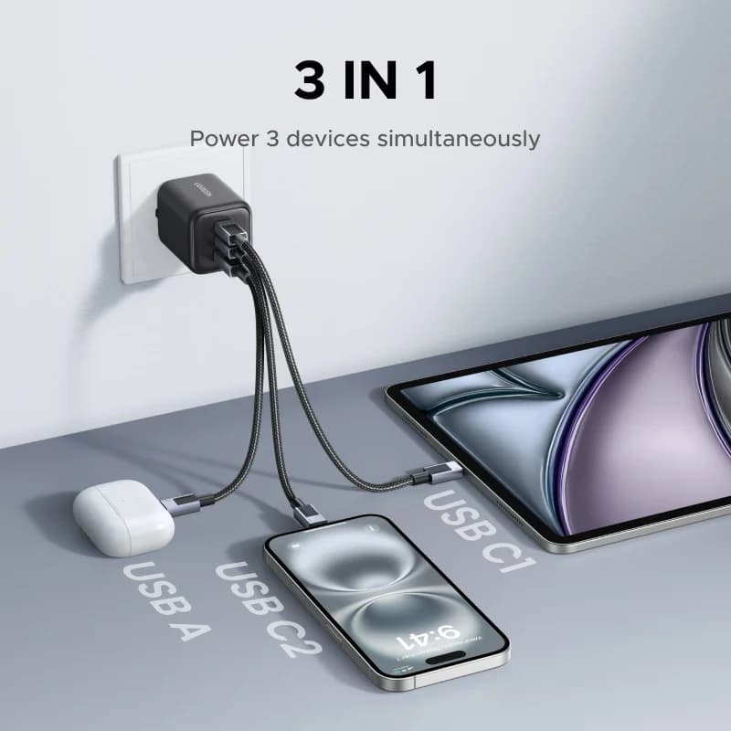 45W GaN USB-C sienas lādētājs, EU spraudnis