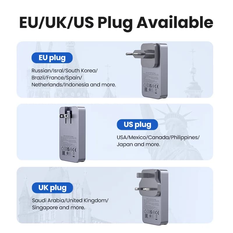65W GaN USB-C lādētājs ar Quick Charge 4.0