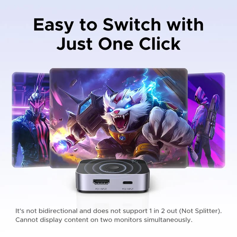 2-in-1 HDMI un USB-C pārslēdzējs ar 4K 60Hz atbalstu