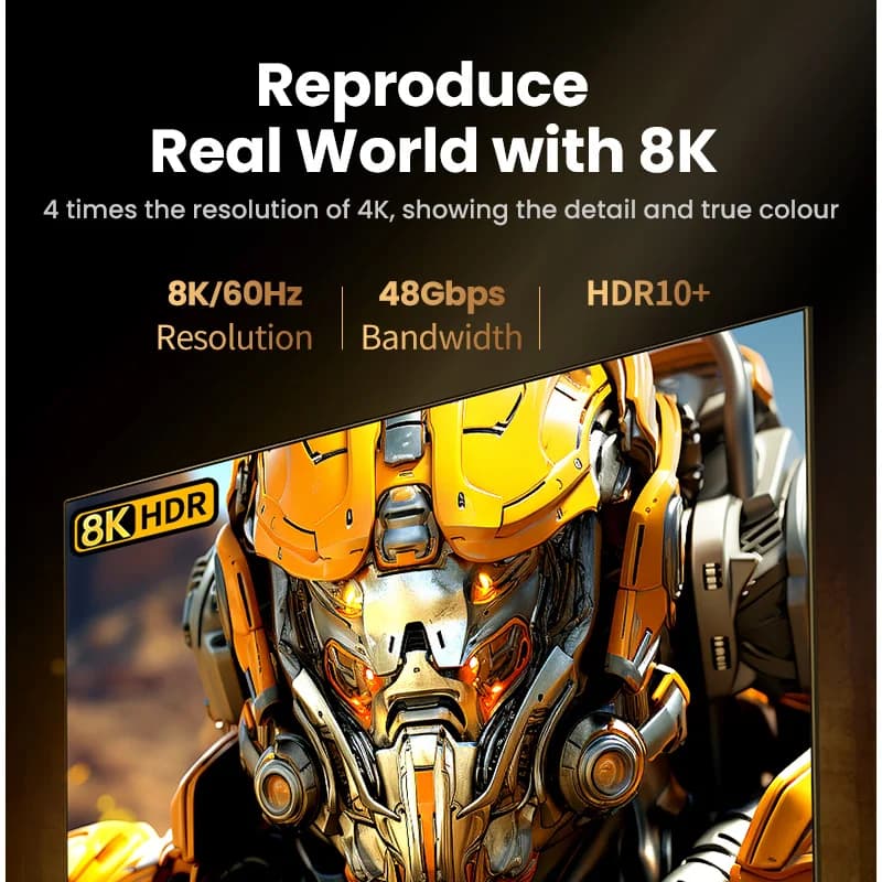 8K HDMI kabelis, 60Hz, 48Gbps