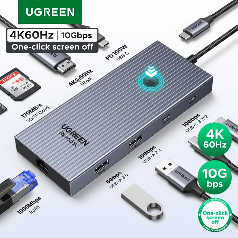 USB-C hub ar 4K HDMI, Ethernet un 100W PD