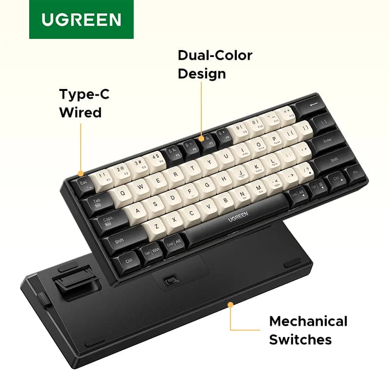 61 taustiņu mehāniskā tastatūra ar vadu un PBT taustiņiem