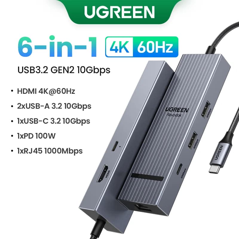 USB-C hub ar diviem HDMI un RJ45