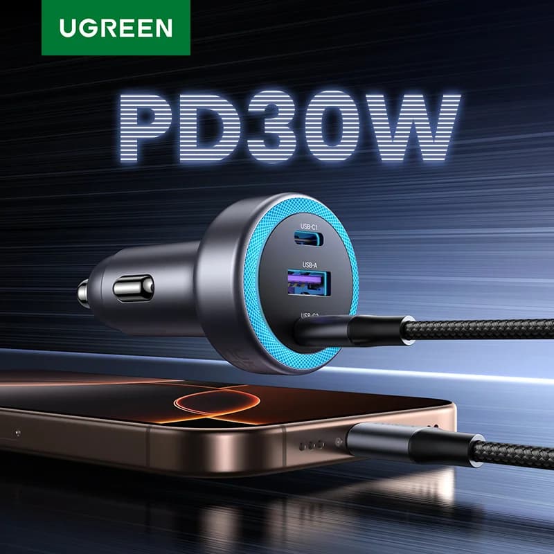 30W USB-C automašīnas ātrās uzlādes lādētājs