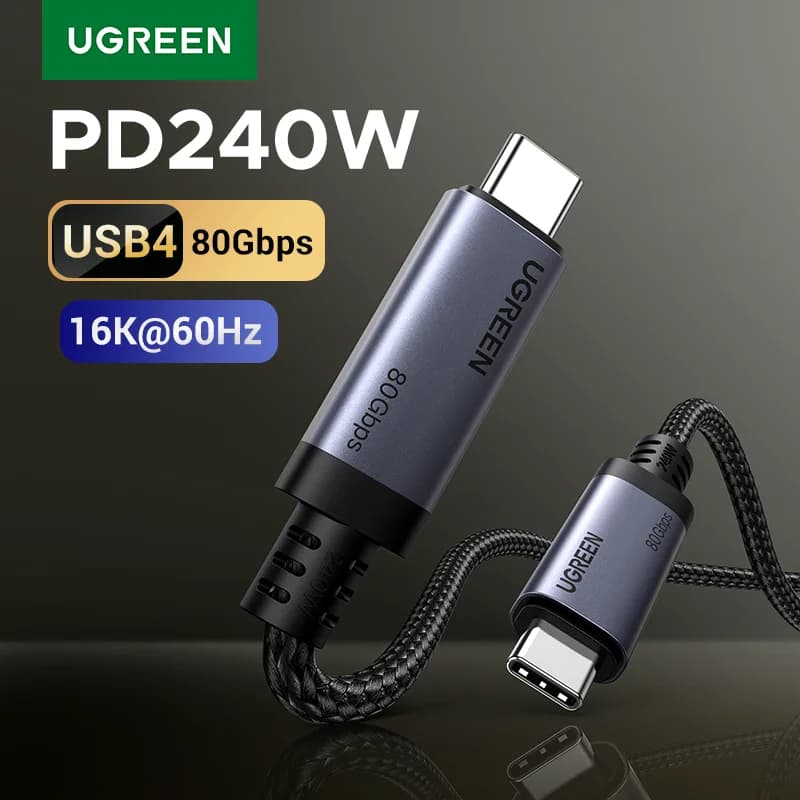 USB4 USB-C kabelis, 240W PD, 80Gbps datu pārraide