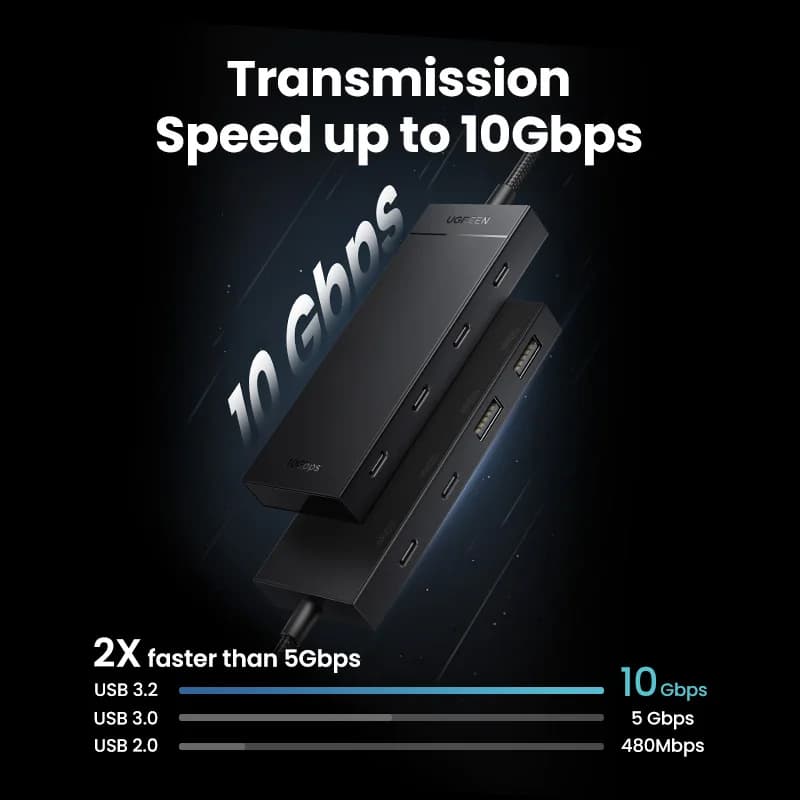 USB-C Hub 4-Portu 10Gbps Type-C Adapteris