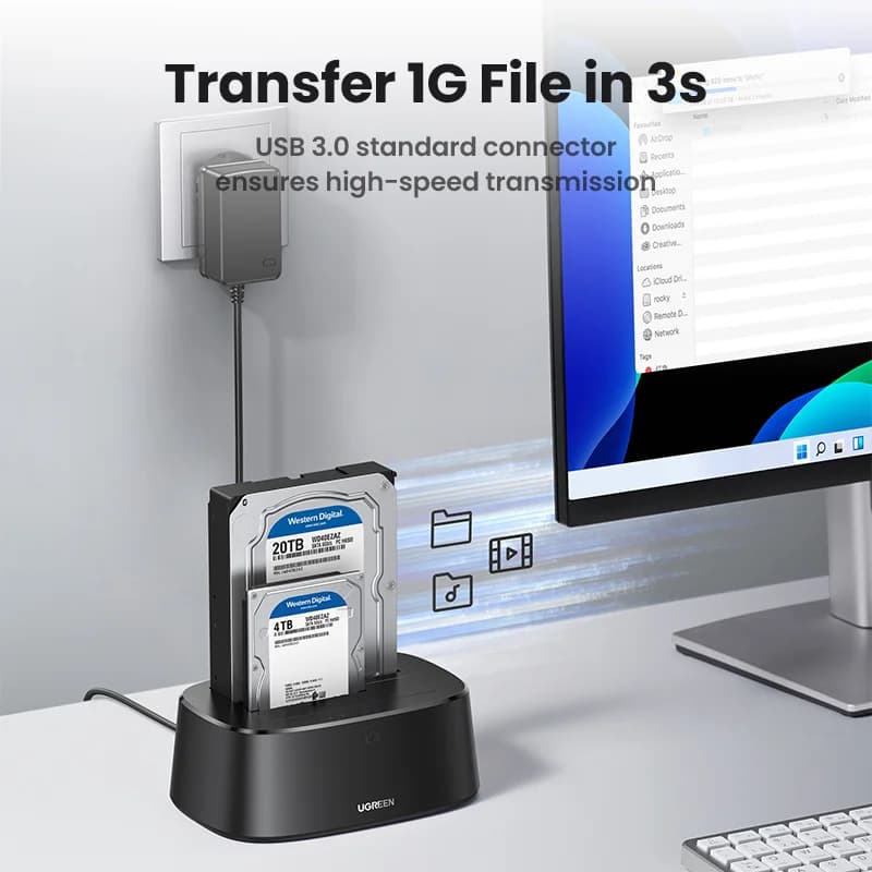 Divu nodalījumu SATA uz USB 3.0 HDD dokstacija