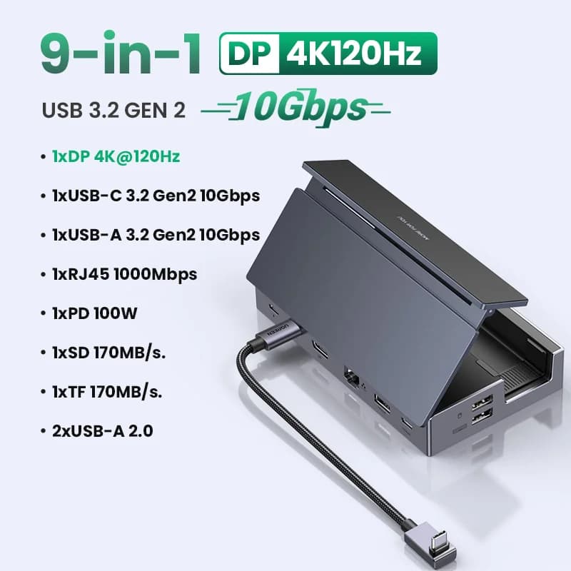 6-in-1 USB-C dokstacija, 4K HDMI, Ethernet