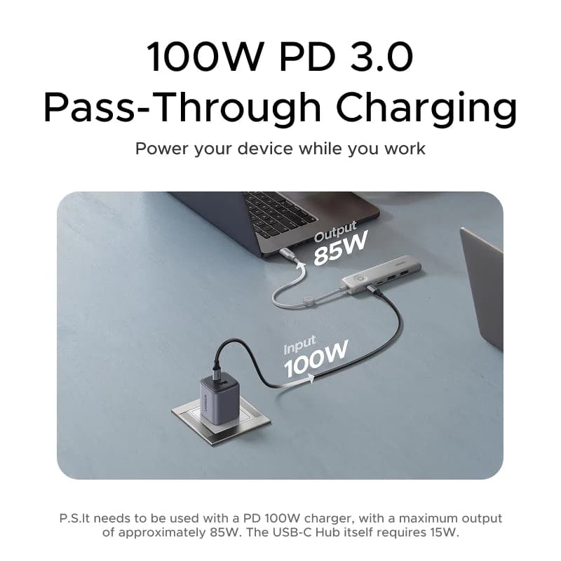 USB-C hub ar 4K HDMI, 10Gbps datu pārraidi un ekrāna slēdzenes funkciju