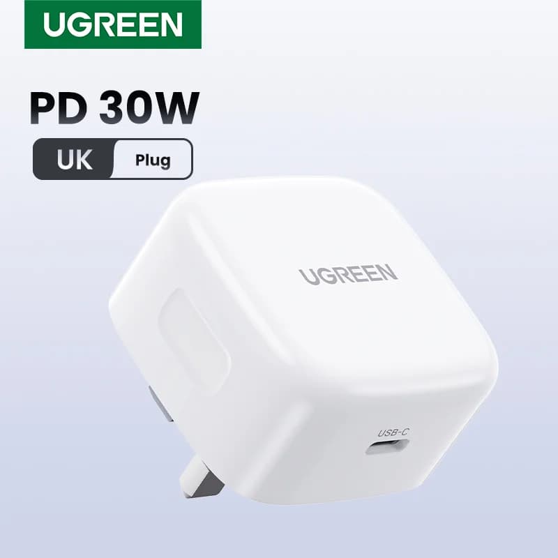 30W USB-C ātrlādētājs ar UK spraudni