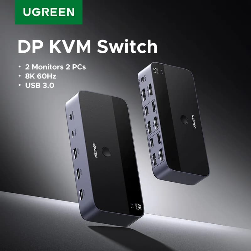 Divu monitoru KVM slēdzis, 8K/60Hz, USB 3.0