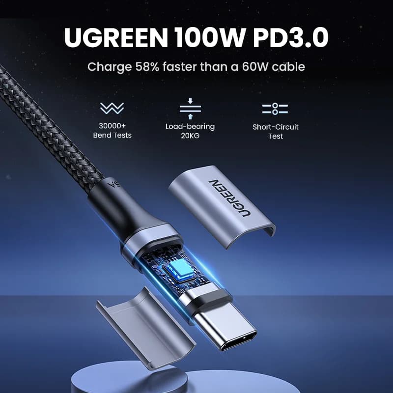 2 gabalu komplekts 100W USB-C uz USB-C PD kabeļi