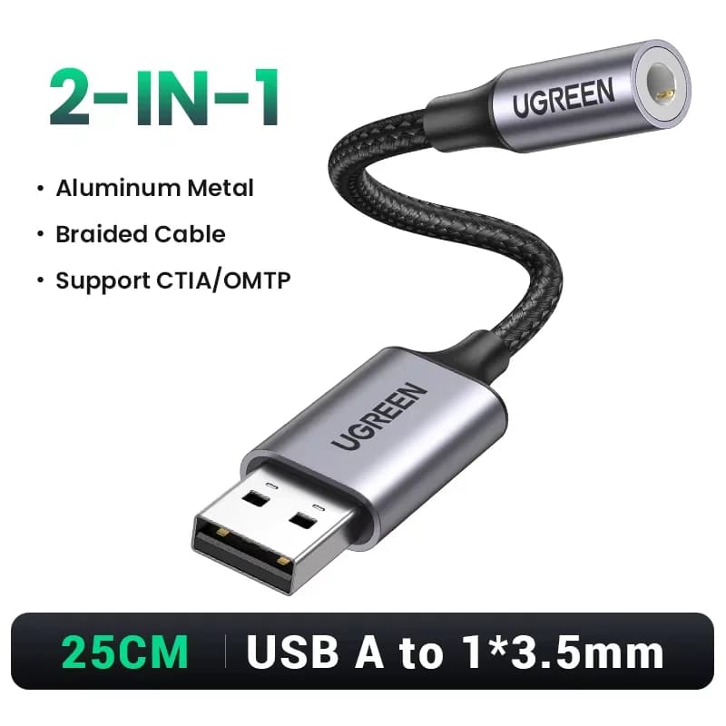 USB uz 3.5mm ārējā skaņas kartes adapteris