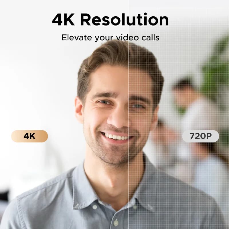 4K tīmekļa kamera ar mikrofonu un automātisku gaismas korekciju