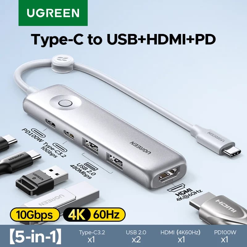 5-in-1 USB-C hubs, 4K HDMI, 10Gbps, PD100W