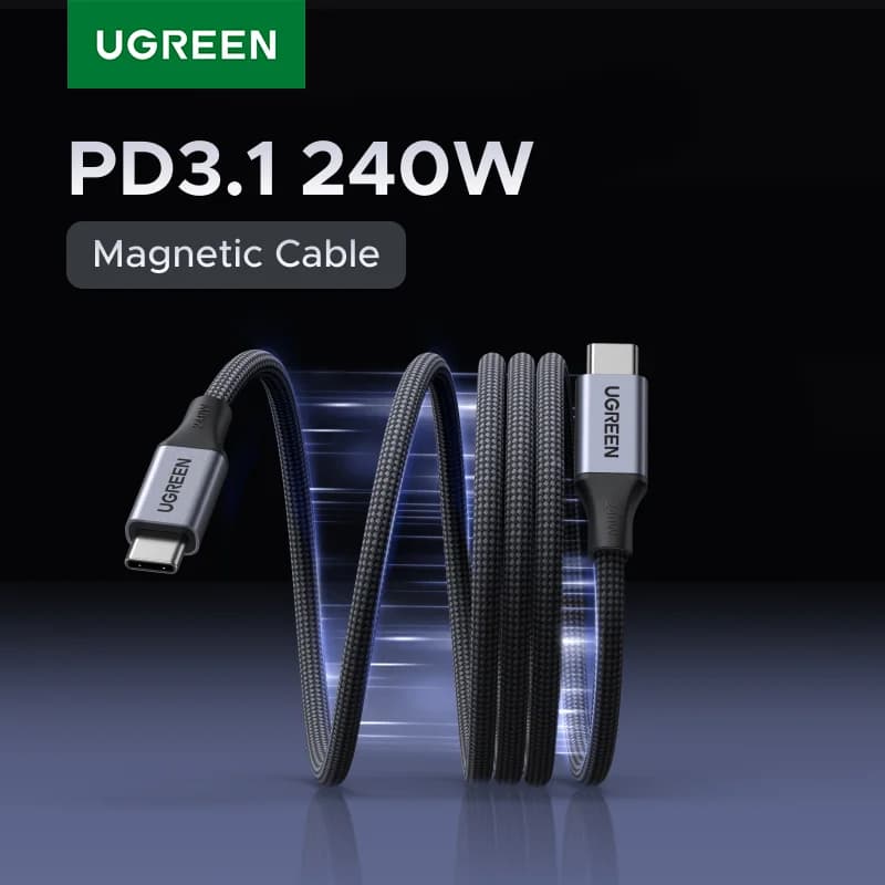 240W USB-C magnētisks pinots uzlādes kabelis