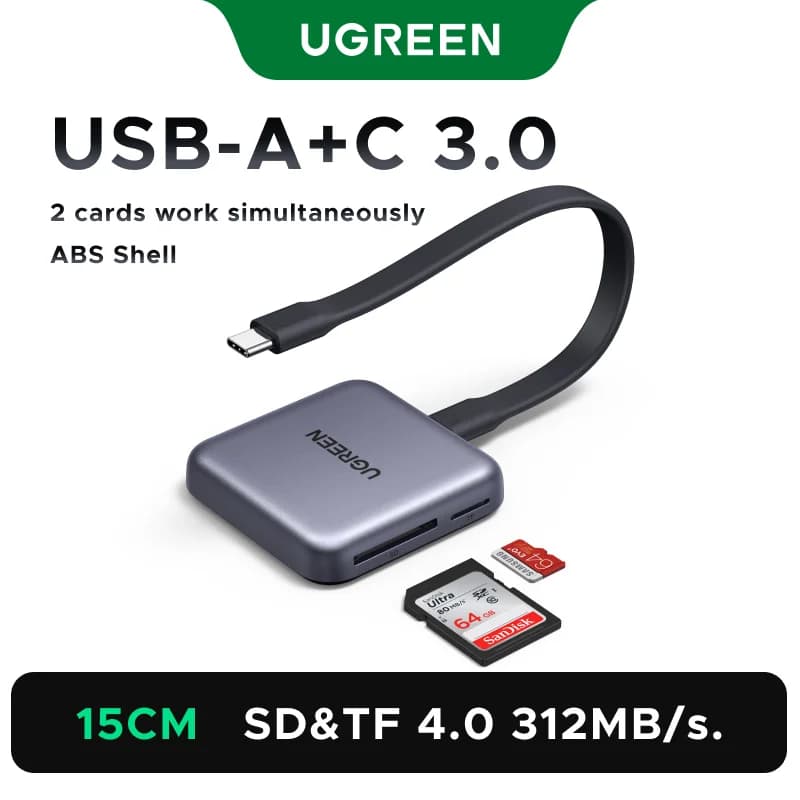 Magnētisks USB-C SD un TF kartes lasītājs, 312MB/s