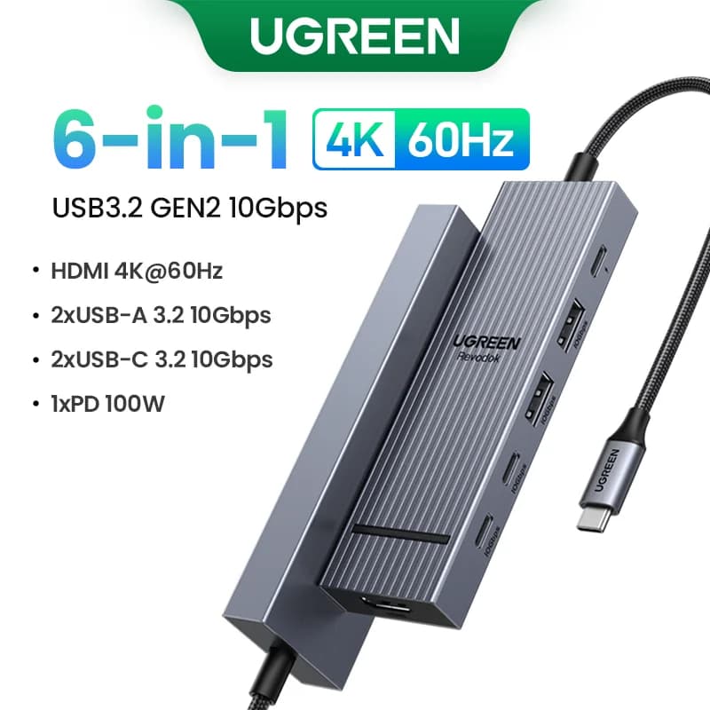 USB-C hub ar diviem HDMI un RJ45