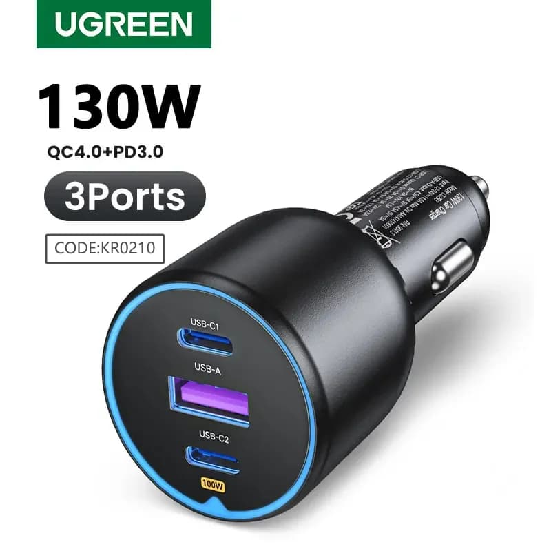 130W divu USB-C automašīnas lādētājs