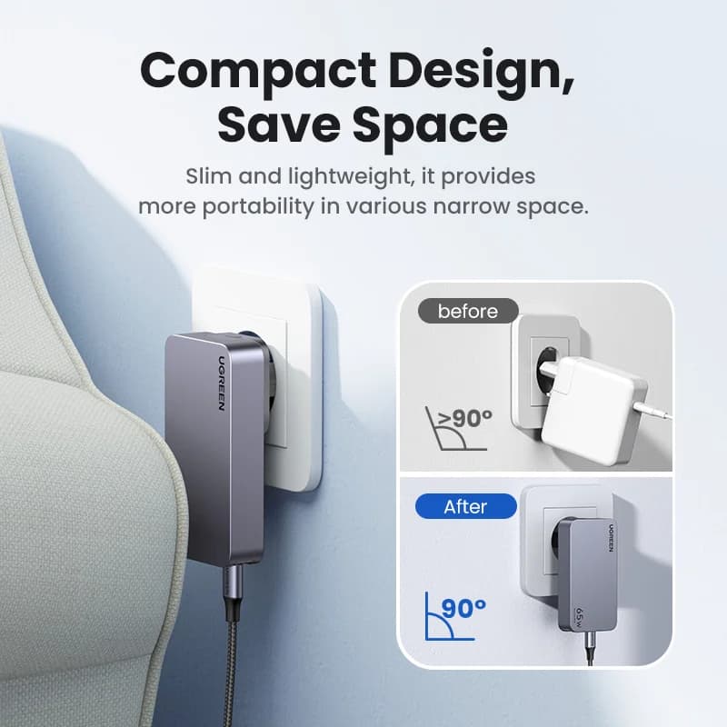 65W GaN USB-C lādētājs ar Quick Charge 4.0