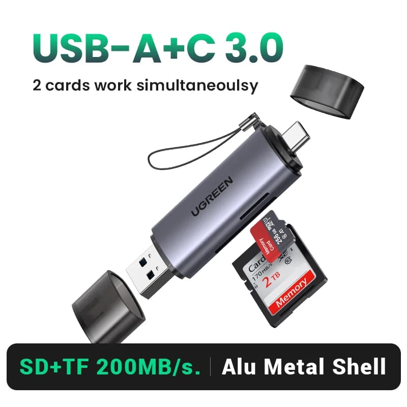 USB 3.0 & USB-C SD/MicroSD kartes lasītājs