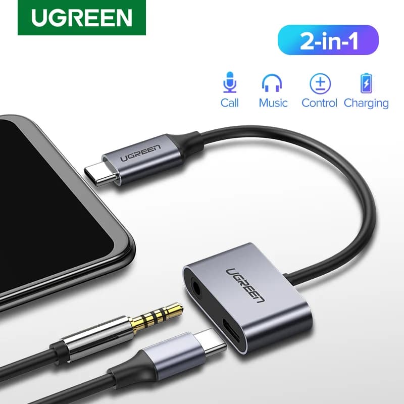 USB-C uz 3.5mm AUX audio adaptera kabelis